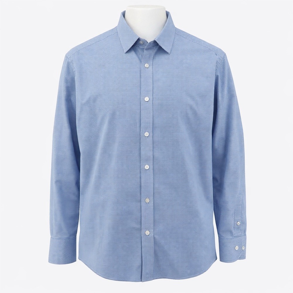 UNTUCKit Mens XXL Slim Fit Blue Check Wrinkle Free Button Down Shirt Work Travel